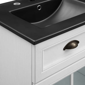 Modway Furniture Isle 48" Double Bathroom Vanity Cabinet - Coastal Elegance, Ample Storage & Dual Sinks in White Black EEI-5480-WHI-BLK