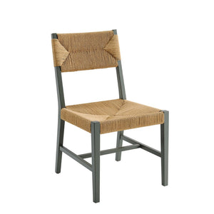 Modway Furniture Bodie Wood Dining Chair - Handcrafted Coastal-Inspired Design with Woven Paper Rope Backrest Light Gray Natural EEI-5489-LGR-NAT