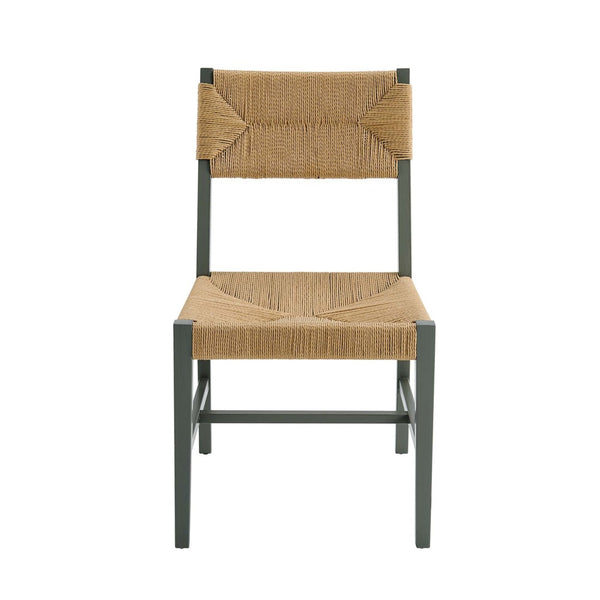 Modway Furniture Bodie Wood Dining Chair - Handcrafted Coastal-Inspired Design with Woven Paper Rope Backrest Light Gray Natural EEI-5489-LGR-NAT