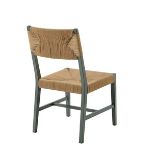 Modway Furniture Bodie Wood Dining Chair - Handcrafted Coastal-Inspired Design with Woven Paper Rope Backrest Light Gray Natural EEI-5489-LGR-NAT