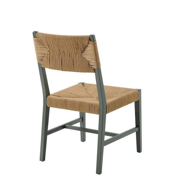 Modway Furniture Bodie Wood Dining Chair - Handcrafted Coastal-Inspired Design with Woven Paper Rope Backrest Light Gray Natural EEI-5489-LGR-NAT