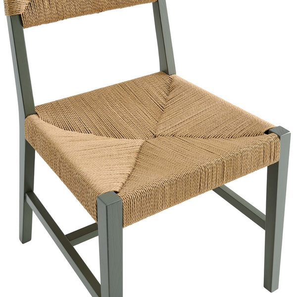 Modway Furniture Bodie Wood Dining Chair - Handcrafted Coastal-Inspired Design with Woven Paper Rope Backrest Light Gray Natural EEI-5489-LGR-NAT