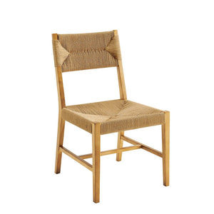Modway Furniture Bodie Wood Dining Chair - Handcrafted Coastal-Inspired Design with Woven Paper Rope Backrest Natural Natural EEI-5489-NAT-NAT