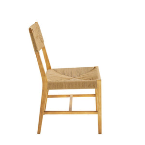 Modway Furniture Bodie Wood Dining Chair - Handcrafted Coastal-Inspired Design with Woven Paper Rope Backrest Natural Natural EEI-5489-NAT-NAT