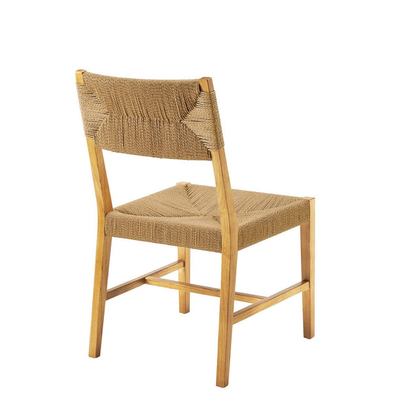 Modway Furniture Bodie Wood Dining Chair - Handcrafted Coastal-Inspired Design with Woven Paper Rope Backrest Natural Natural EEI-5489-NAT-NAT
