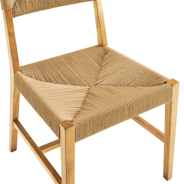 Modway Furniture Bodie Wood Dining Chair - Handcrafted Coastal-Inspired Design with Woven Paper Rope Backrest Natural Natural EEI-5489-NAT-NAT