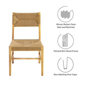Modway Furniture Bodie Wood Dining Chair - Handcrafted Coastal-Inspired Design with Woven Paper Rope Backrest Natural Natural EEI-5489-NAT-NAT