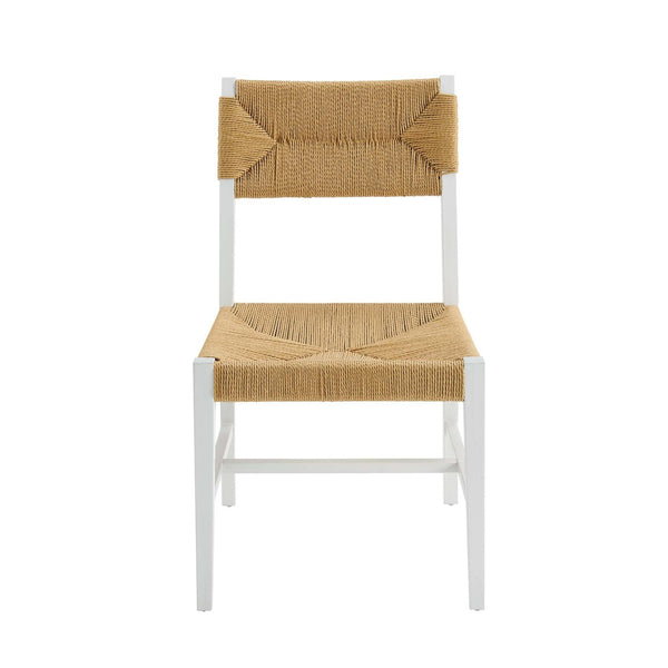 Modway Furniture Bodie Wood Dining Chair - Handcrafted Coastal-Inspired Design with Woven Paper Rope Backrest White Natural EEI-5489-WHI-NAT