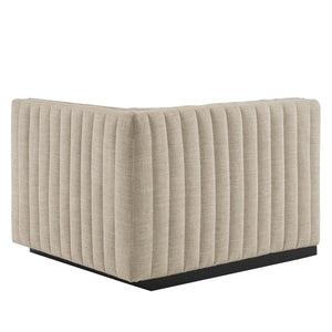 Modway Furniture Conjure Channel Tufted Upholstered Right-Arm Chair - Vintage Charm Meets Modern Comfort for Any Space BlackBeige EEI-5493-BLK-BEI