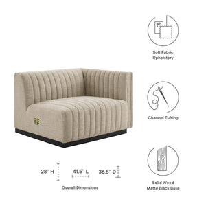 Modway Furniture Conjure Channel Tufted Upholstered Right-Arm Chair - Vintage Charm Meets Modern Comfort for Any Space BlackBeige EEI-5493-BLK-BEI