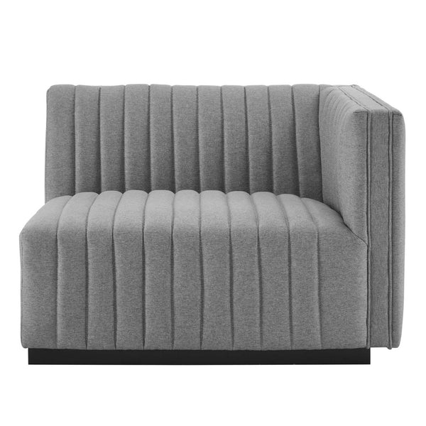 Modway Furniture Conjure Channel Tufted Upholstered Right-Arm Chair - Vintage Charm Meets Modern Comfort for Any Space Black Light Gray EEI-5493-BLK-LGR