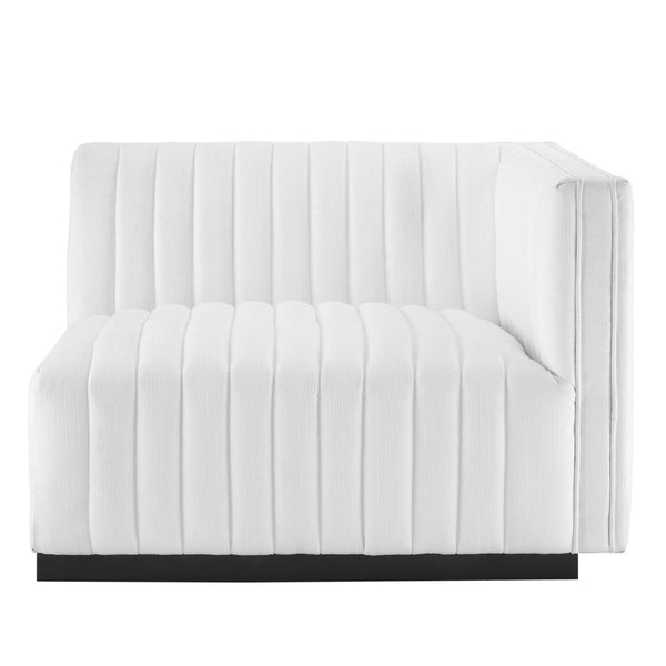 Modway Furniture Conjure Channel Tufted Upholstered Right-Arm Chair - Vintage Charm Meets Modern Comfort for Any Space Black White EEI-5493-BLK-WHI
