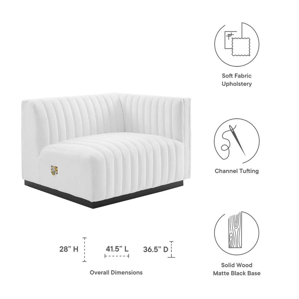 Modway Furniture Conjure Channel Tufted Upholstered Right-Arm Chair - Vintage Charm Meets Modern Comfort for Any Space Black White EEI-5493-BLK-WHI