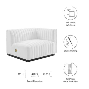 Modway Furniture Conjure Channel Tufted Upholstered Right-Arm Chair - Vintage Charm Meets Modern Comfort for Any Space Black White EEI-5493-BLK-WHI