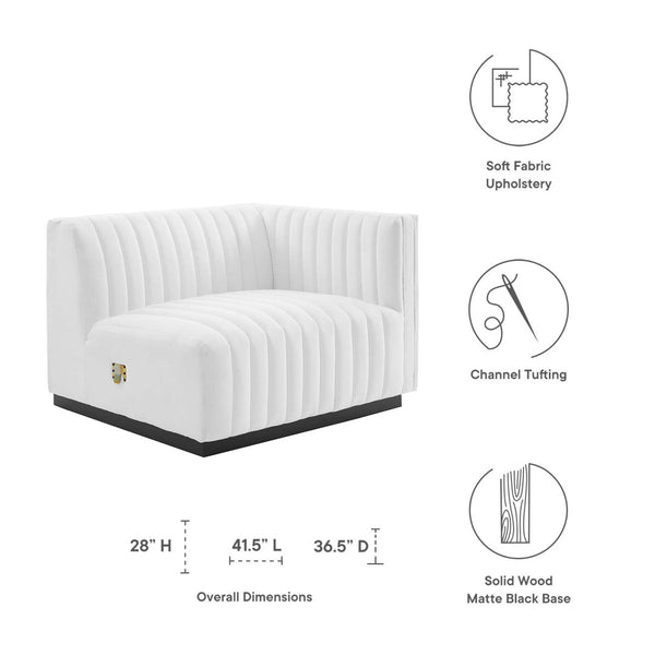 Modway Furniture Conjure Channel Tufted Upholstered Right-Arm Chair - Vintage Charm Meets Modern Comfort for Any Space Black White EEI-5493-BLK-WHI