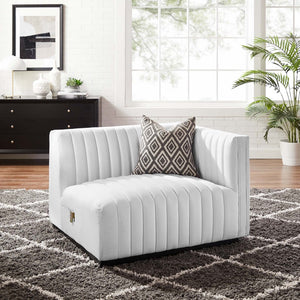 Modway Furniture Conjure Channel Tufted Upholstered Right-Arm Chair - Vintage Charm Meets Modern Comfort for Any Space Black White EEI-5493-BLK-WHI