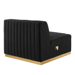Modway Furniture Conjure Vintage-Inspired Tufted Performance Velvet Armless Chair - Elegant Gold Base & Comfort Design EEI-5504-GLD-BLK
