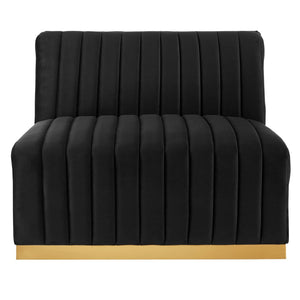 Modway Furniture Conjure Vintage-Inspired Tufted Performance Velvet Armless Chair - Elegant Gold Base & Comfort Design EEI-5504-GLD-BLK