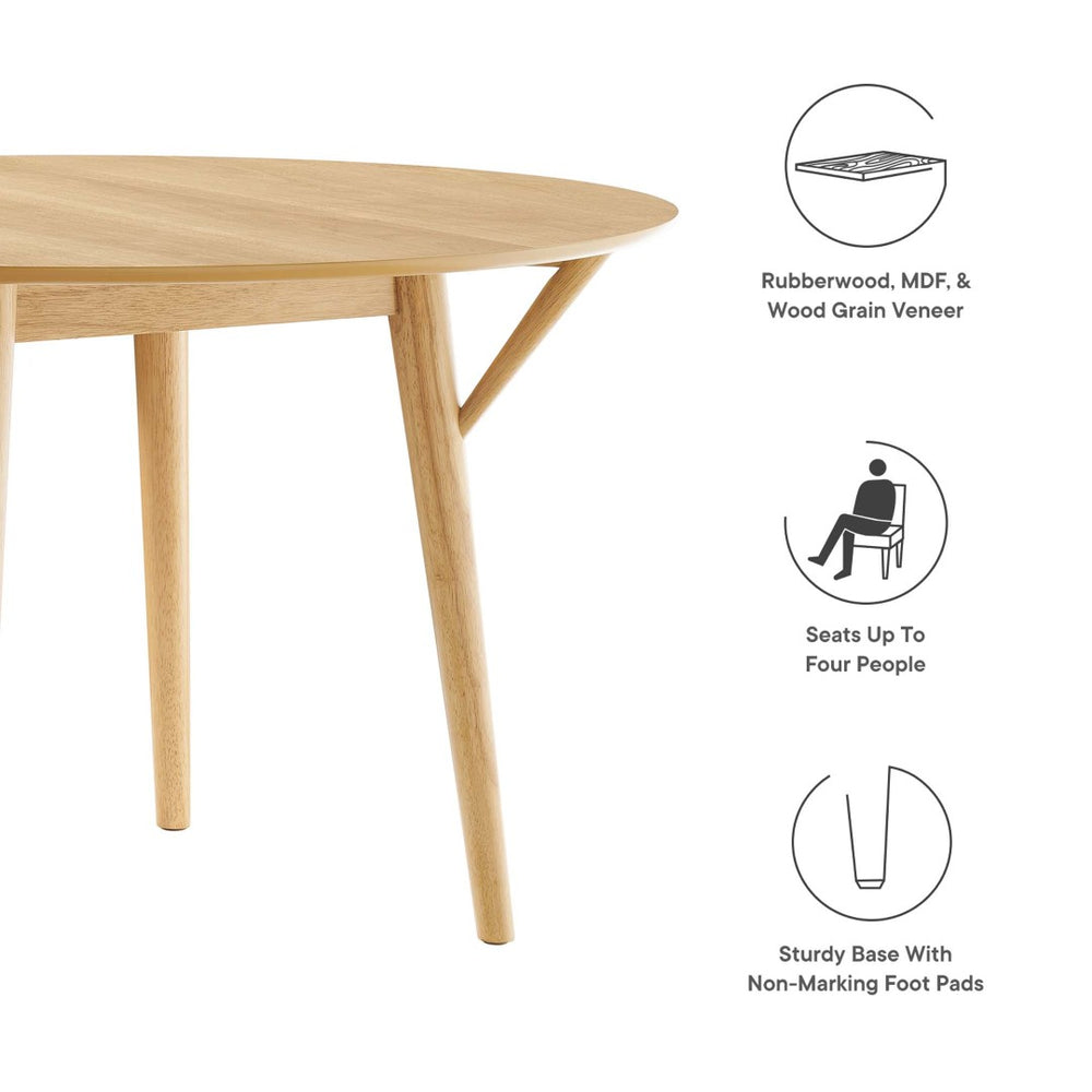 Modway Furniture Gallant 47" Round Dining Table - Elegant Mid-Century Modern Design with Durable Wood Finish & Stability EEI-5511-OAK-OAK