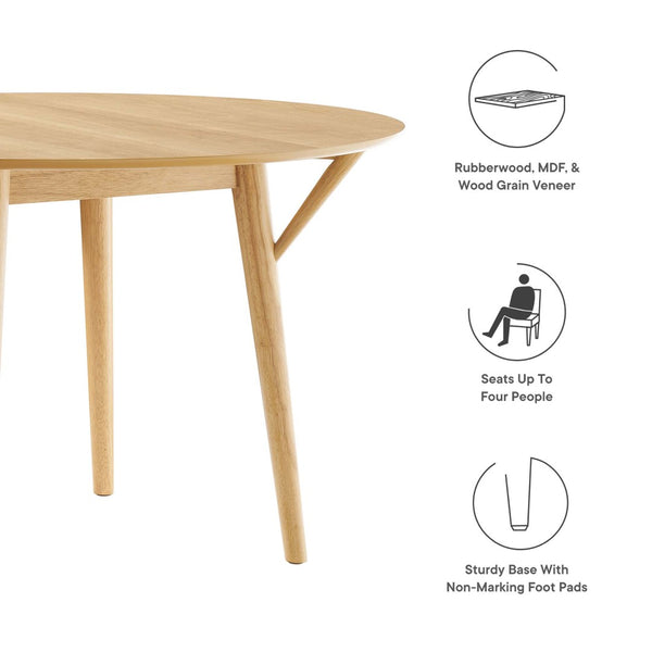 Modway Furniture Gallant 47" Round Dining Table - Elegant Mid-Century Modern Design with Durable Wood Finish & Stability EEI-5511-OAK-OAK