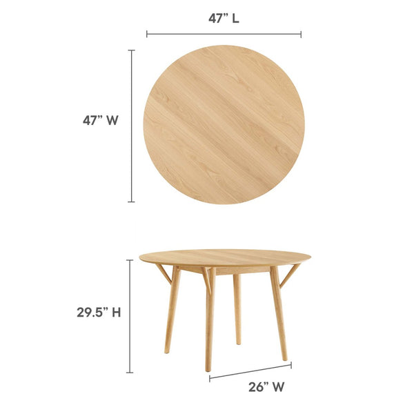 Modway Furniture Gallant 47" Round Dining Table - Elegant Mid-Century Modern Design with Durable Wood Finish & Stability EEI-5511-OAK-OAK