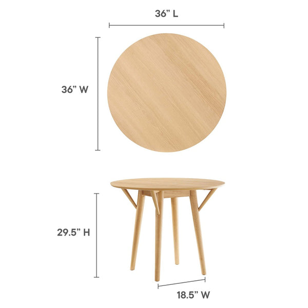 Modway Furniture Gallant 36" Round Dining Table - Modern Oak Design for Stylish Dining & Entertaining Comfortably EEI-5515-OAK-OAK