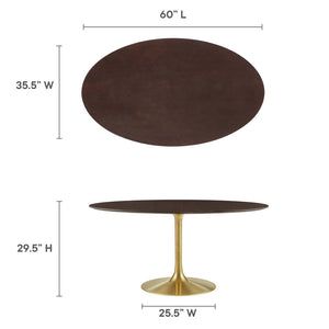 Modway Furniture Lippa 60" Oval Wood Dining Table - Mid-Century Charm with Gold Tapered Base, Seats Four Comfortably EEI-5524-GLD-CHE