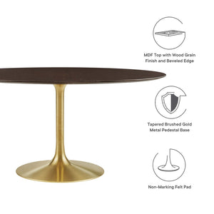Modway Furniture Lippa 60" Oval Wood Dining Table - Mid-Century Charm with Gold Tapered Base, Seats Four Comfortably EEI-5524-GLD-CHE