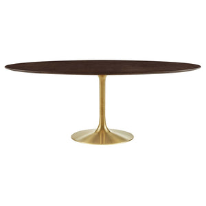 Modway Furniture Lippa 78" Oval Wood Dining Table - Modern Mid-Century Pedestal for Six with Gold Cherry Finish EEI-5526-GLD-CHE