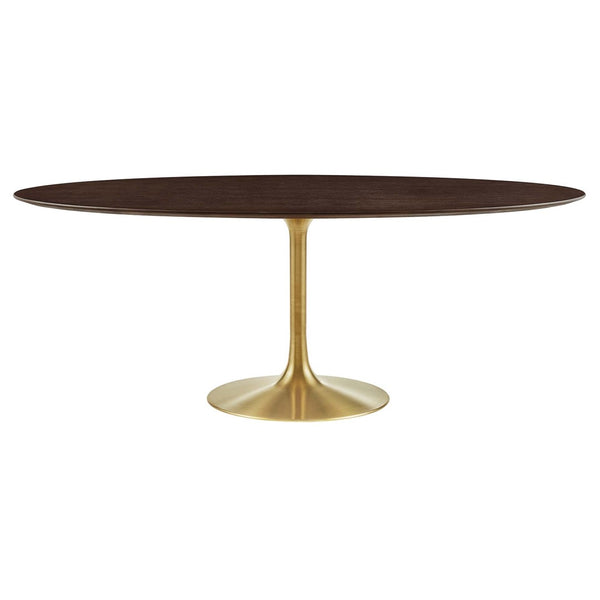 Modway Furniture Lippa 78" Oval Wood Dining Table - Modern Mid-Century Pedestal for Six with Gold Cherry Finish EEI-5526-GLD-CHE