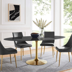 Modway Furniture Lippa 78" Oval Faux Marble Dining Table – Elegant Gold Black Finish, Seats 8 for Modern Dining EEI-5528-GLD-BLK