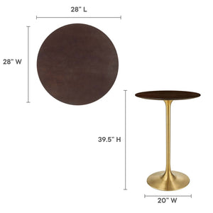 Modway Furniture Lippa 28" Round Cherry Walnut Bar Table - Mid-Century Modern Design with Gold Base for Two EEI-5529-GLD-CHE