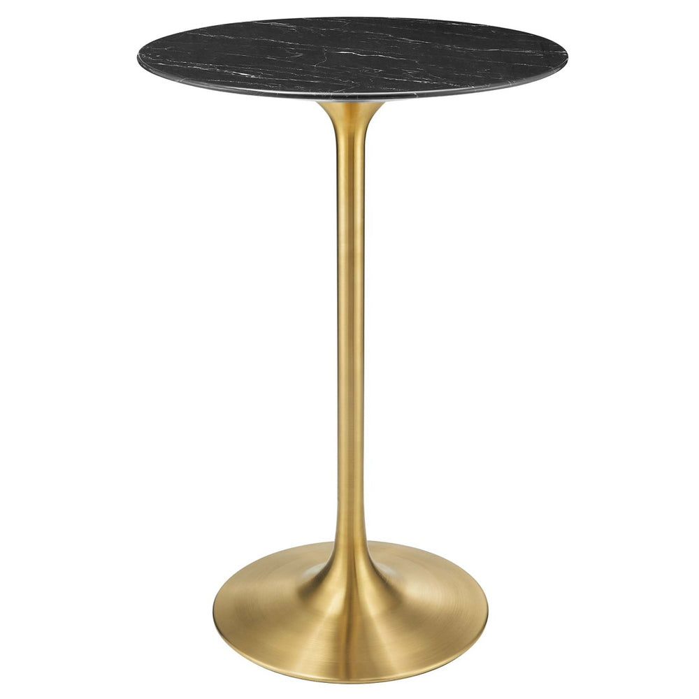 Modway Furniture Lippa 28" Round Faux Marble Bar Table - Elegant Gold & Black Design for Modern Dining & Entertaining EEI-5533-GLD-BLK