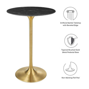 Modway Furniture Lippa 28" Round Faux Marble Bar Table - Elegant Gold & Black Design for Modern Dining & Entertaining EEI-5533-GLD-BLK