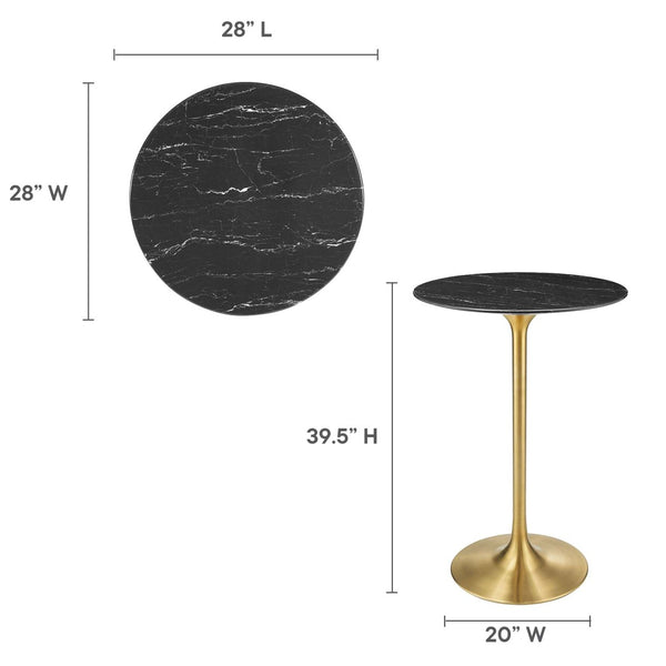 Modway Furniture Lippa 28" Round Faux Marble Bar Table - Elegant Gold & Black Design for Modern Dining & Entertaining EEI-5533-GLD-BLK