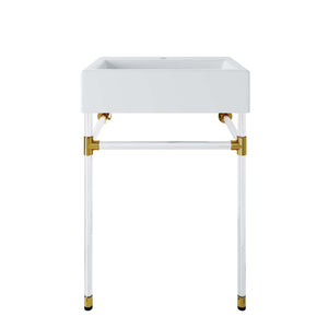 Modway Furniture Redeem 24" Acrylic Wall-Mount Bathroom Vanity Clear White 23.5 x 18 x 33.5