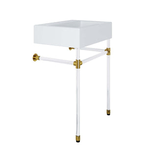 Modway Furniture Redeem 24" Wall-Mount Acrylic Bathroom Vanity with Glossy Basin & Gold Accents for Small Spaces EEI-5535-ACR-WHI