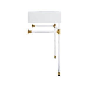 Modway Furniture Redeem 24" Wall-Mount Acrylic Bathroom Vanity with Glossy Basin & Gold Accents for Small Spaces EEI-5535-ACR-WHI