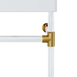 Modway Furniture Redeem 24" Wall-Mount Acrylic Bathroom Vanity with Glossy Basin & Gold Accents for Small Spaces EEI-5535-ACR-WHI