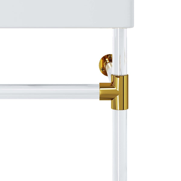 Modway Furniture Redeem 24" Wall-Mount Acrylic Bathroom Vanity with Glossy Basin & Gold Accents for Small Spaces EEI-5535-ACR-WHI