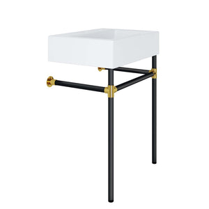 Modway Furniture Redeem 24" Wall-Mount Black Stainless Steel Bathroom Vanity - Modern Design with Gold Accents EEI-5537-BLK-WHI