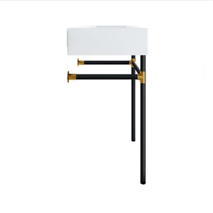 Modway Furniture Redeem 24" Wall-Mount Black Stainless Steel Bathroom Vanity - Modern Design with Gold Accents EEI-5537-BLK-WHI