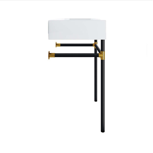 Modway Furniture Redeem 24" Wall-Mount Black Stainless Steel Bathroom Vanity - Modern Design with Gold Accents EEI-5537-BLK-WHI