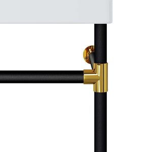 Modway Furniture Redeem 24" Wall-Mount Black Stainless Steel Bathroom Vanity - Modern Design with Gold Accents EEI-5537-BLK-WHI