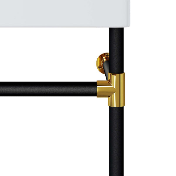 Modway Furniture Redeem 24" Wall-Mount Black Stainless Steel Bathroom Vanity - Modern Design with Gold Accents EEI-5537-BLK-WHI