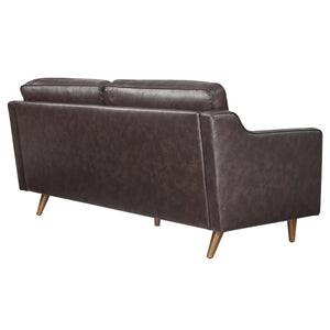 Modway Furniture Impart Genuine Leather Sofa - Elegant Mid-Century Design for Small Spaces, Supportive Comfort & Style Brown EEI-5553-BRN