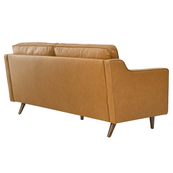 Modway Furniture Impart Genuine Leather Sofa - Elegant Mid-Century Design for Small Spaces, Supportive Comfort & Style Tan EEI-5553-TAN