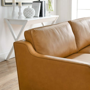 Modway Furniture Impart Genuine Leather Sofa - Elegant Mid-Century Design for Small Spaces, Supportive Comfort & Style Tan EEI-5553-TAN