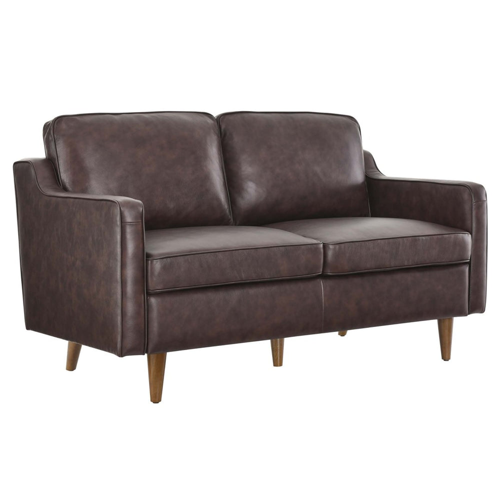 Modway Furniture Impart Genuine Leather Loveseat – Mid-Century Modern Design for Small Spaces, Easy Assembly Furniture Brown EEI-5554-BRN
