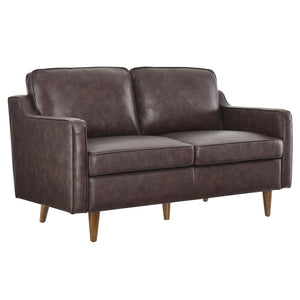 Modway Furniture Impart Genuine Leather Loveseat – Mid-Century Modern Design for Small Spaces, Easy Assembly Furniture Brown EEI-5554-BRN